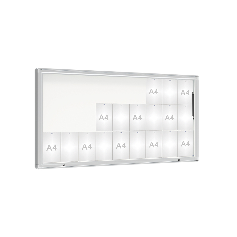 Vitrine 2000mm Anodisé - Verre sécurisé - 27 A4 - 1000x2010mm - PROCITY - 510425.ANOD