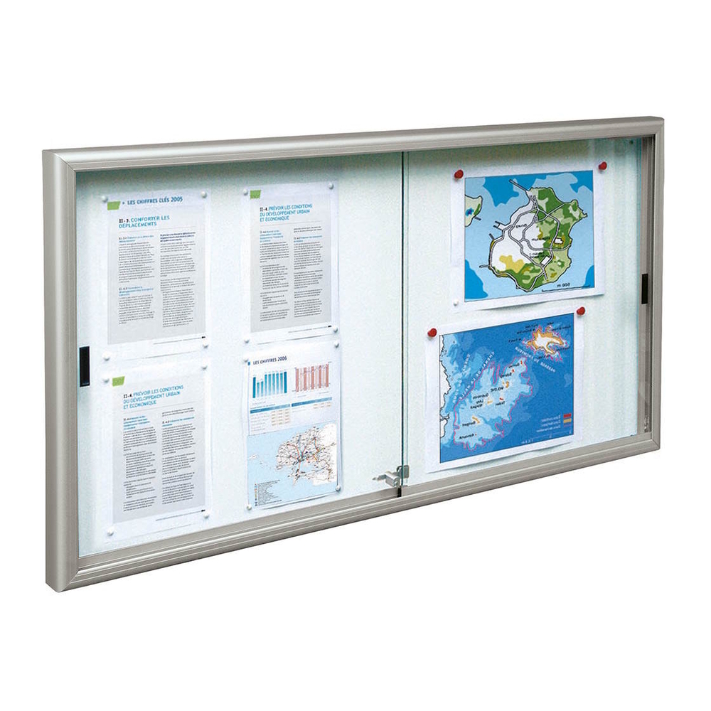 Vitrine coulissante  Classique Anodisé - 12 A4 - 750x1400mm - PROCITY - 513001.ANOD