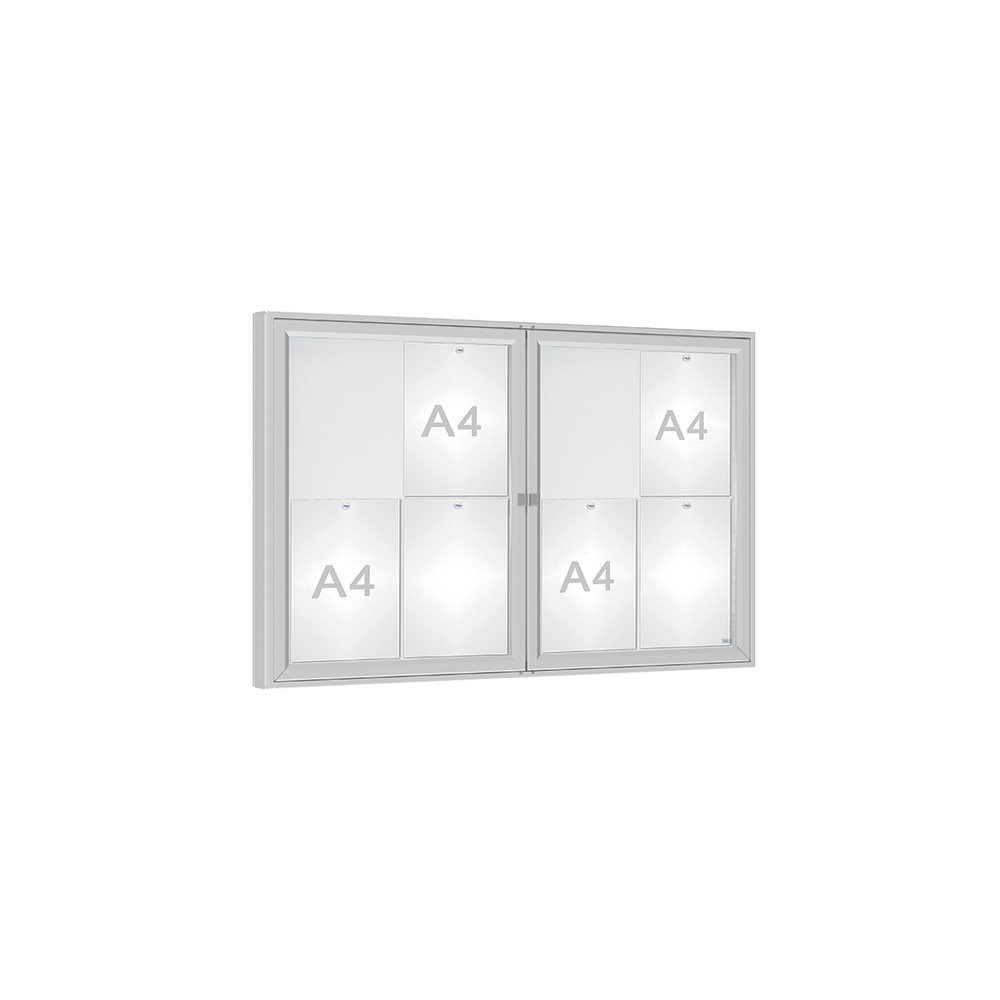 Vitrine 1000mm Anodisé - Plexichocs - 8 A4 - 750x1200mm - PROCITY - 514020.ANOD