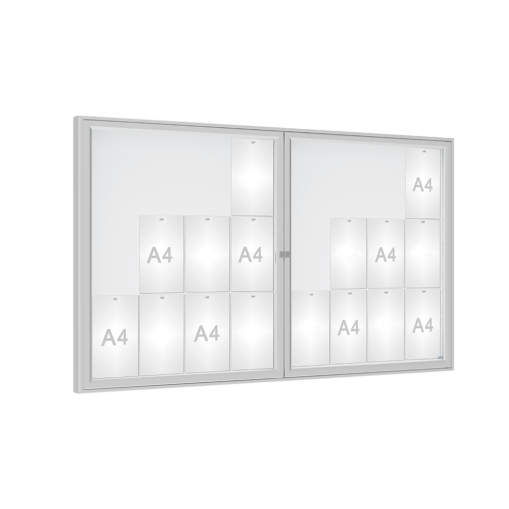 Vitrine 1000mm Anodisé - Plexichocs - 24 A4 - 1050x1800mm - PROCITY - 514021.ANOD