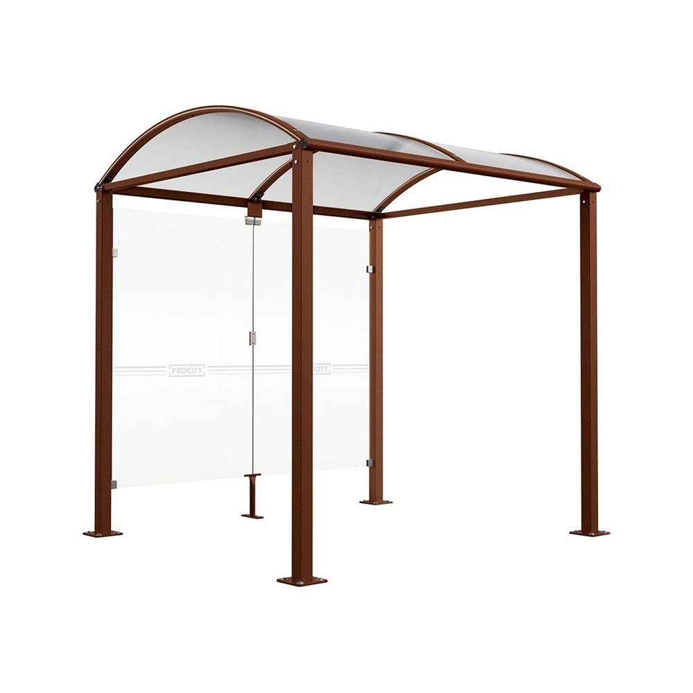 Abri vélos Voûte M bardages en verre Aspect Corten - Abri vélos initial bardages de fond - Pieds fixes sur platines - PROCITY - 529020.S025