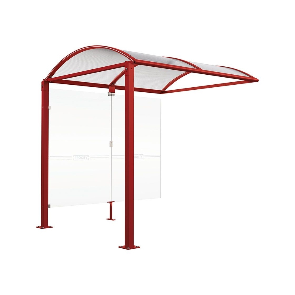 Abri vélos Voûte M bardages en verre RAL3004 - Abri vélos complémentaire bardages de fond - Pieds fixes sur platines - PROCITY - 529021.3004
