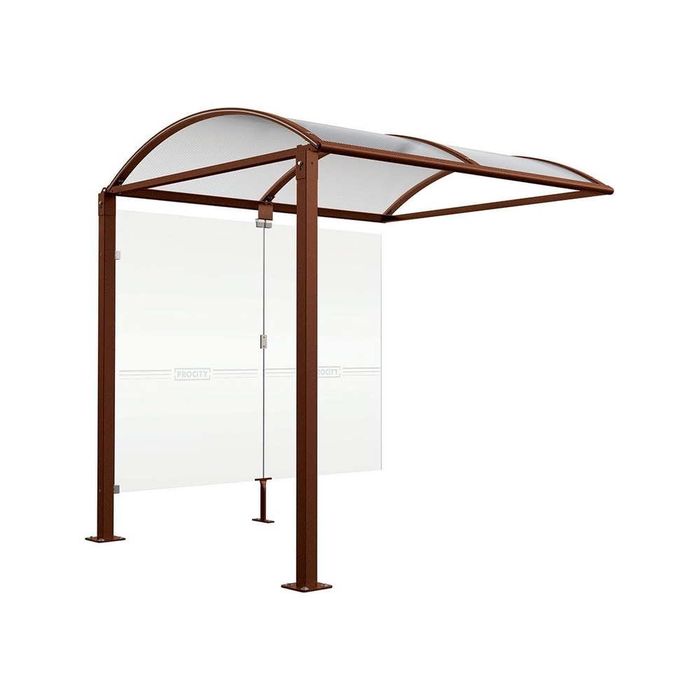Abri vélos Voûte M bardages en verre Aspect Corten - Abri vélos complémentaire bardages de fond - Pieds fixes sur platines - PROCITY - 529021.S025