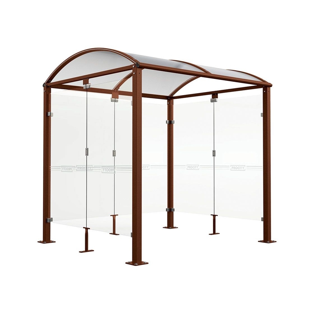 Abri vélos Voûte M bardages en verre Aspect Corten - Tout-en-un Abri initial + bardages latéraux et de fond - Pieds fixes sur platines - PROCITY - 529022.S025