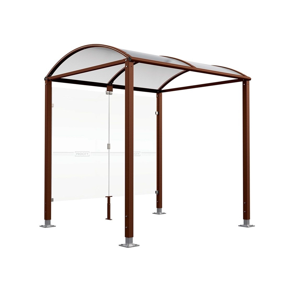Abri vélos Voûte M bardages en verre Aspect Corten - Abri vélos initial bardages de fond - Pieds réglables sur platines - PROCITY - 529024.S025