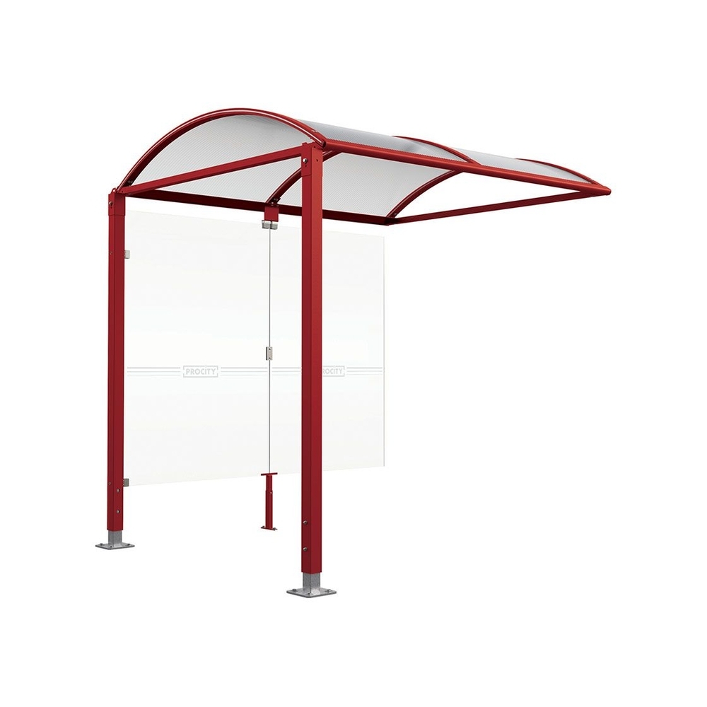 Abri vélos Voûte M bardages en verre RAL3004 - Abri vélos complémentaire bardages de fond - Pieds réglables sur platines - PROCITY - 529025.3004