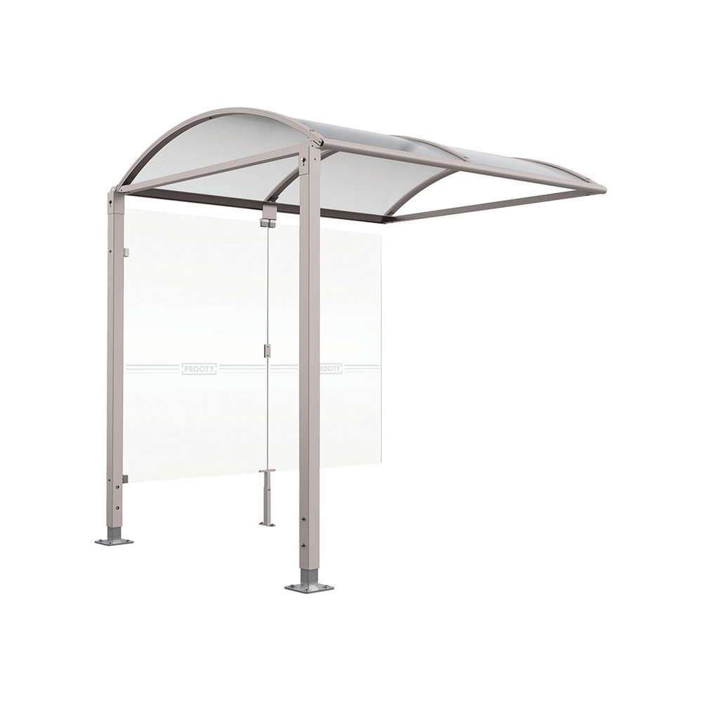 Abri vélos Voûte M bardages en verre RAL7044 - Abri vélos complémentaire bardages de fond - Pieds réglables sur platines - PROCITY - 529025.7044