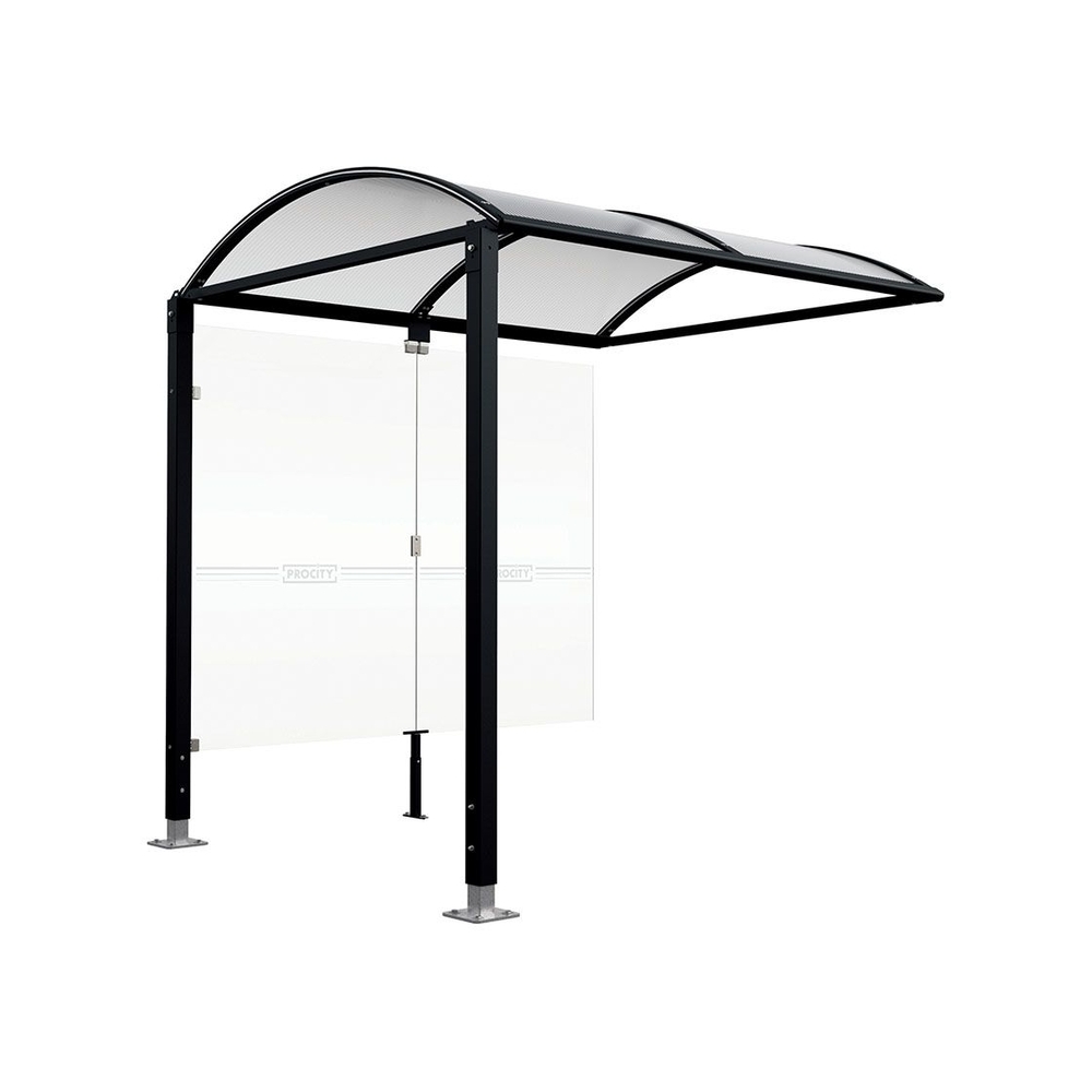 Abri vélos Voûte M bardages en verre RAL9005 - Abri vélos complémentaire bardages de fond - Pieds réglables sur platines - PROCITY - 529025.9005