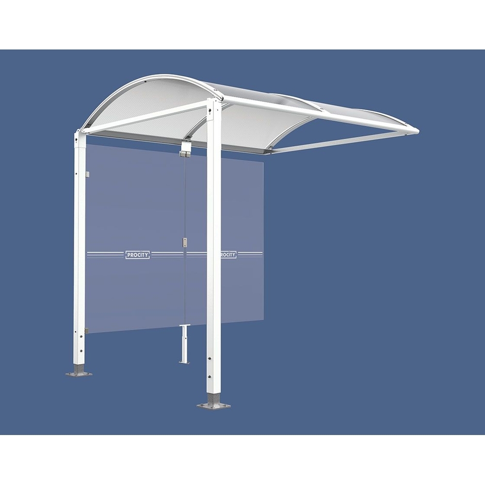 Abri vélos Voûte M bardages en verre RAL9010 - Abri vélos complémentaire bardages de fond - Pieds réglables sur platines - PROCITY - 529025.9010