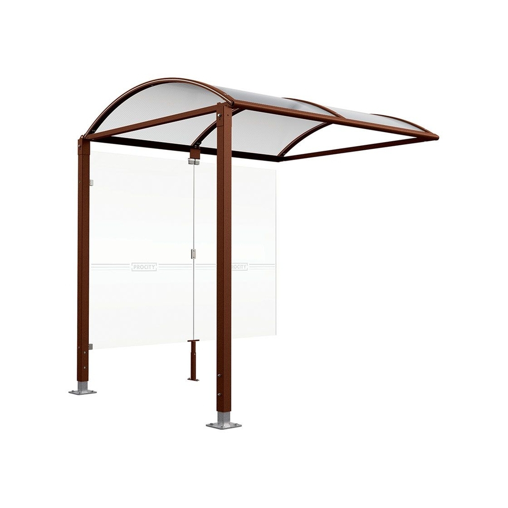 Abri vélos Voûte M bardages en verre Aspect Corten - Abri vélos complémentaire bardages de fond - Pieds réglables sur platines - PROCITY - 529025.S025