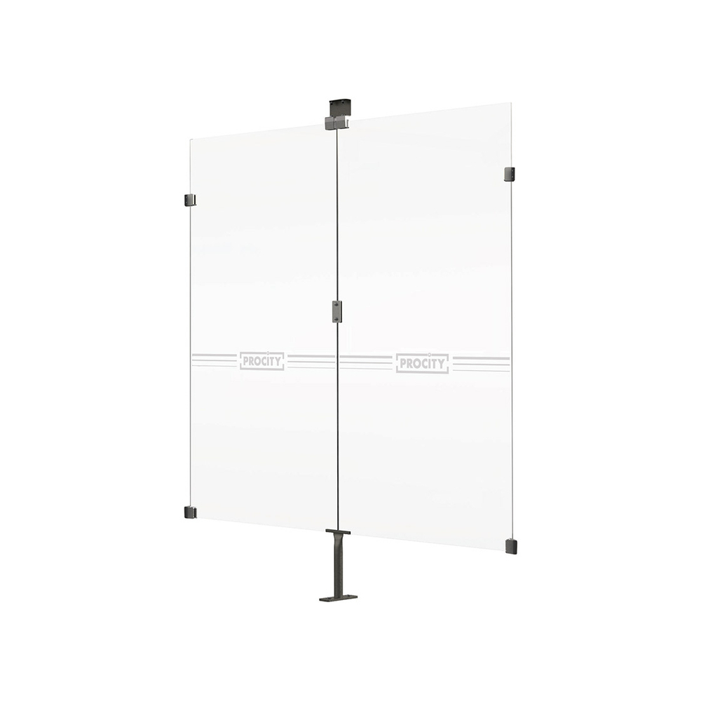 Bardage latéral en verre sécurisé Aspect Corten - Pieds fixes sur platines - PROCITY - 529026.S025
