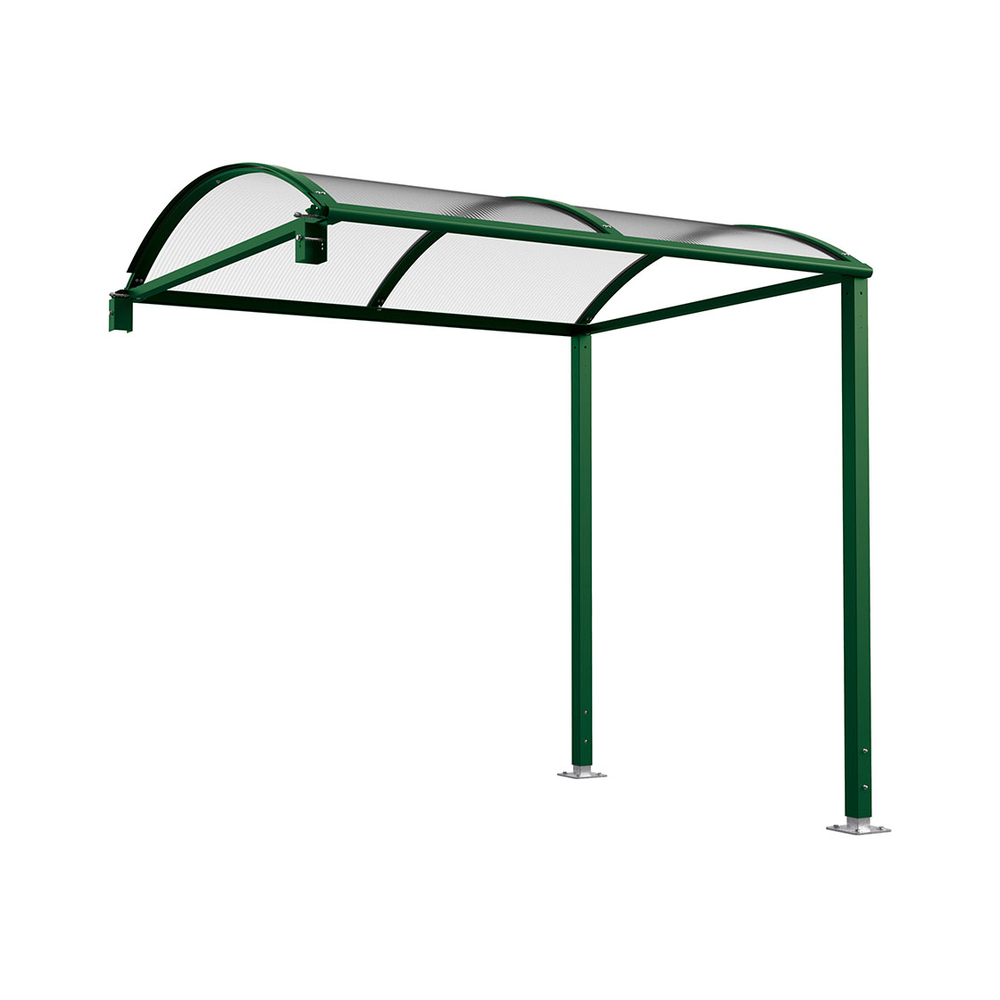 Abri vélos Voûte M bardages polycarbonate RAL6005 - Extention sans bardage - version LED intégré - PROCITY - 529041L.6005