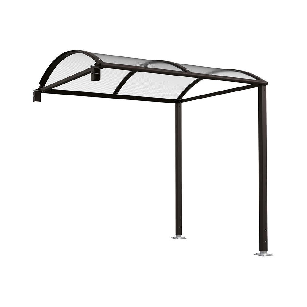 Abri vélos Voûte M bardages polycarbonate RAL9005 - Extention sans bardage - version LED intégré - PROCITY - 529041L.9005