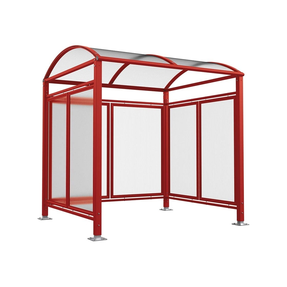 Abri vélos Voûte M bardages polycarbonate RAL3004 - Tout-en-un Abri initial + bardages latéraux et de fond - PROCITY - 529050.3004