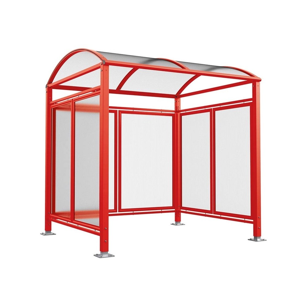 Abri vélos Voûte M bardages polycarbonate RAL3020 - Tout-en-un Abri initial + bardages latéraux et de fond - PROCITY - 529050.3020