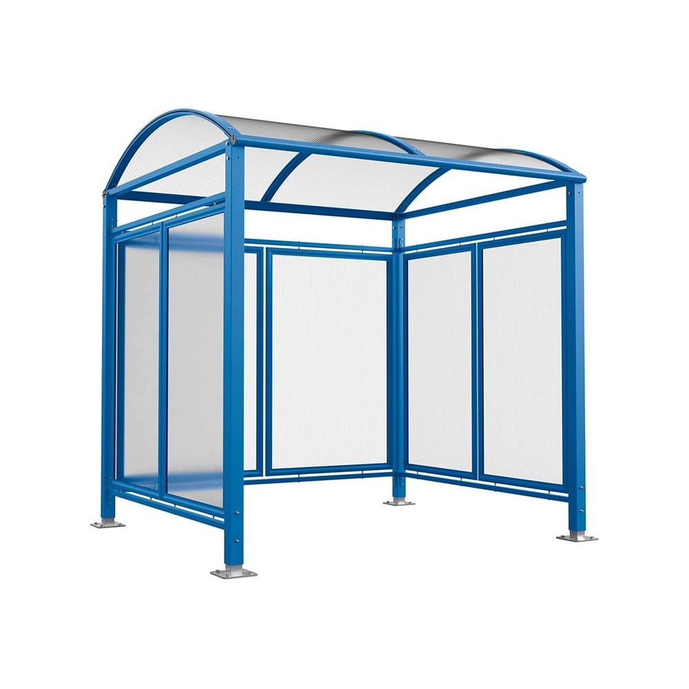 Abri vélos Voûte M bardages polycarbonate RAL5010 - Tout-en-un Abri initial + bardages latéraux et de fond - PROCITY - 529050.5010