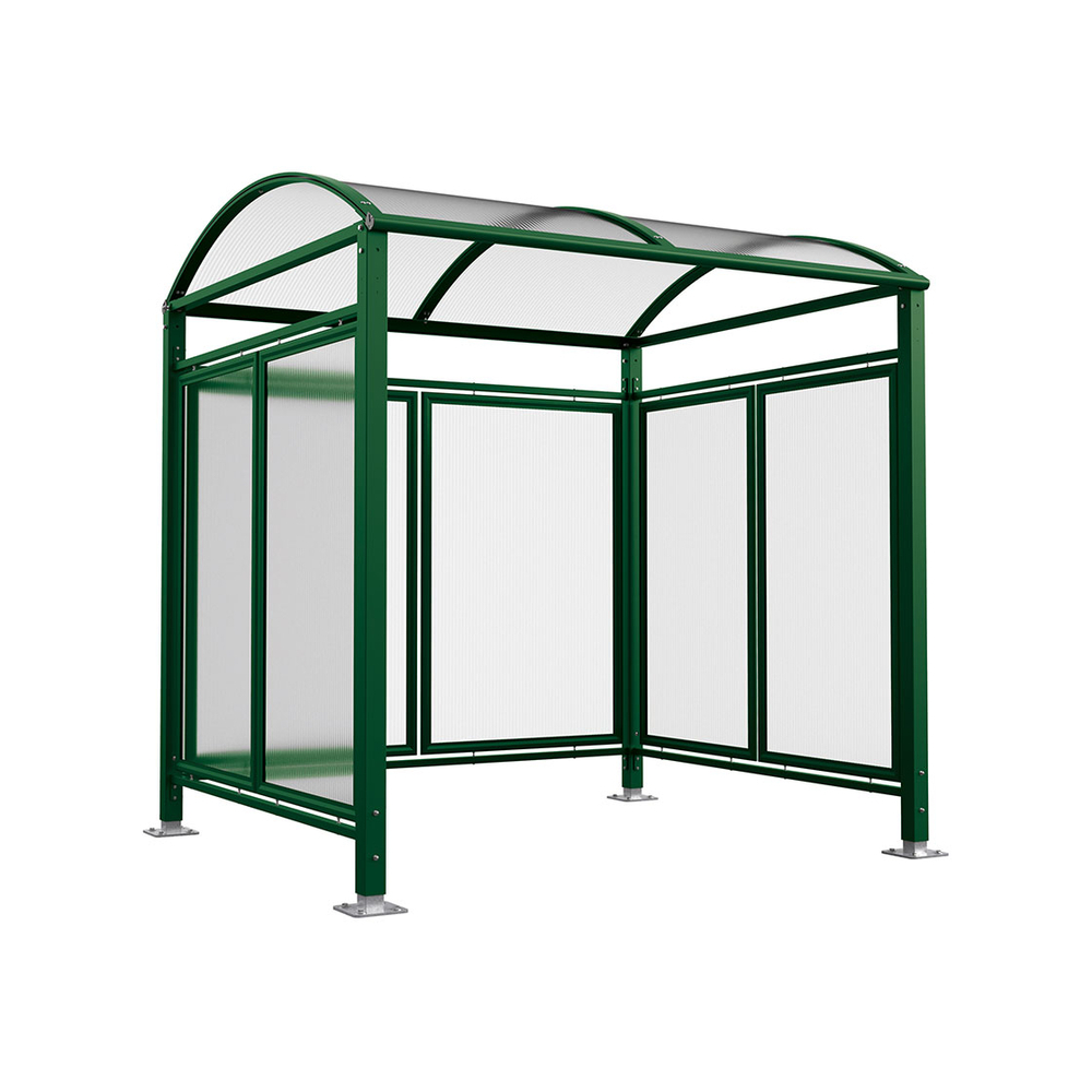 Abri vélos Voûte M bardages polycarbonate RAL6005 - Tout-en-un Abri initial + bardages latéraux et de fond - PROCITY - 529050.6005