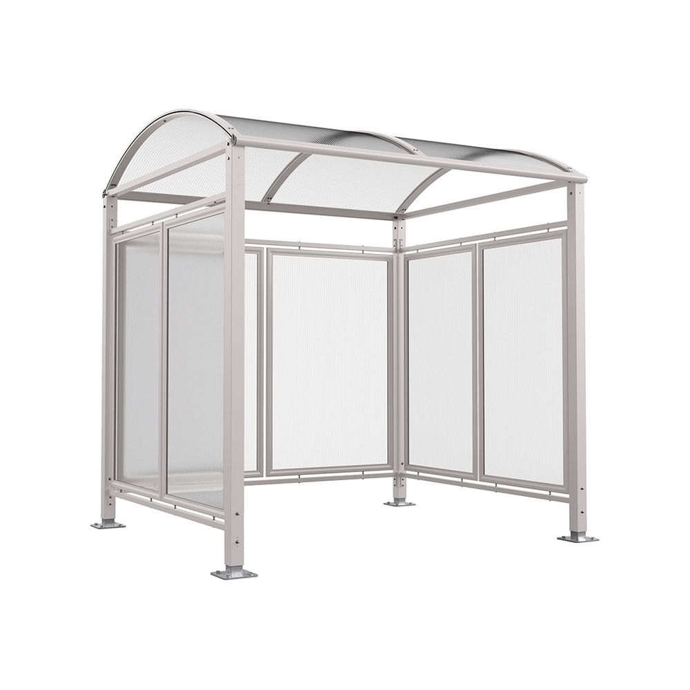 Abri vélos Voûte M bardages polycarbonate RAL7044 - Tout-en-un Abri initial + bardages latéraux et de fond - PROCITY - 529050.7044
