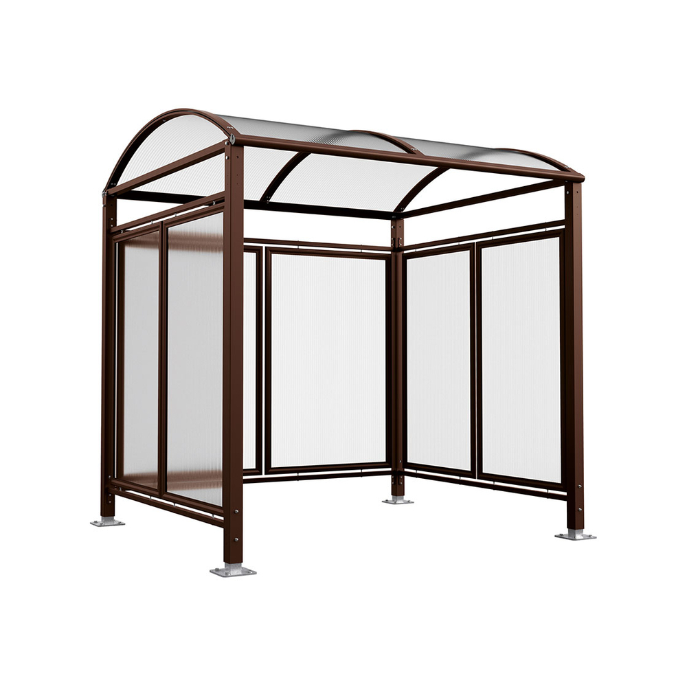 Abri vélos Voûte M bardages polycarbonate RAL8017 - Tout-en-un Abri initial + bardages latéraux et de fond - PROCITY - 529050.8017