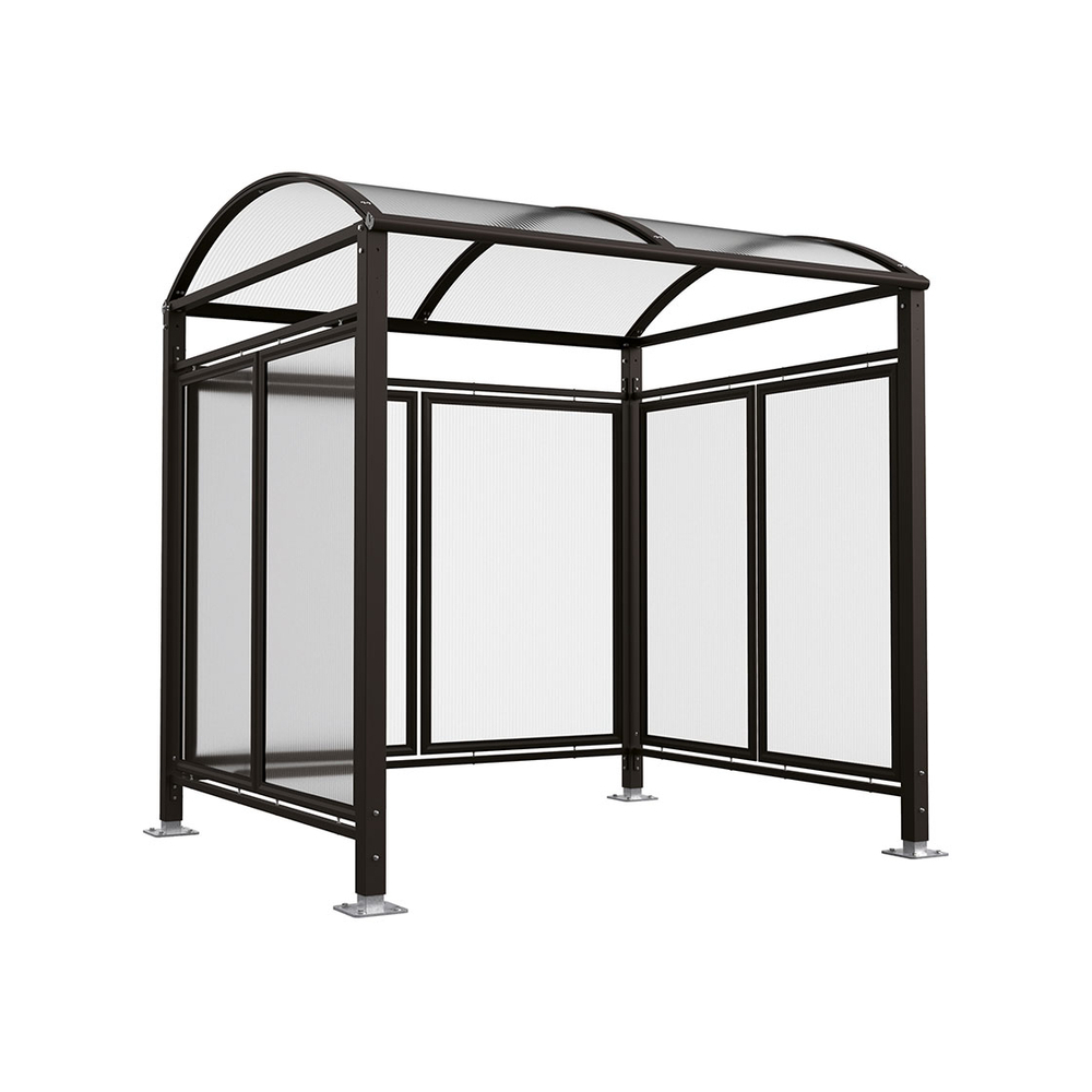 Abri vélos Voûte M bardages polycarbonate RAL9005 - Tout-en-un Abri initial + bardages latéraux et de fond - PROCITY - 529050.9005