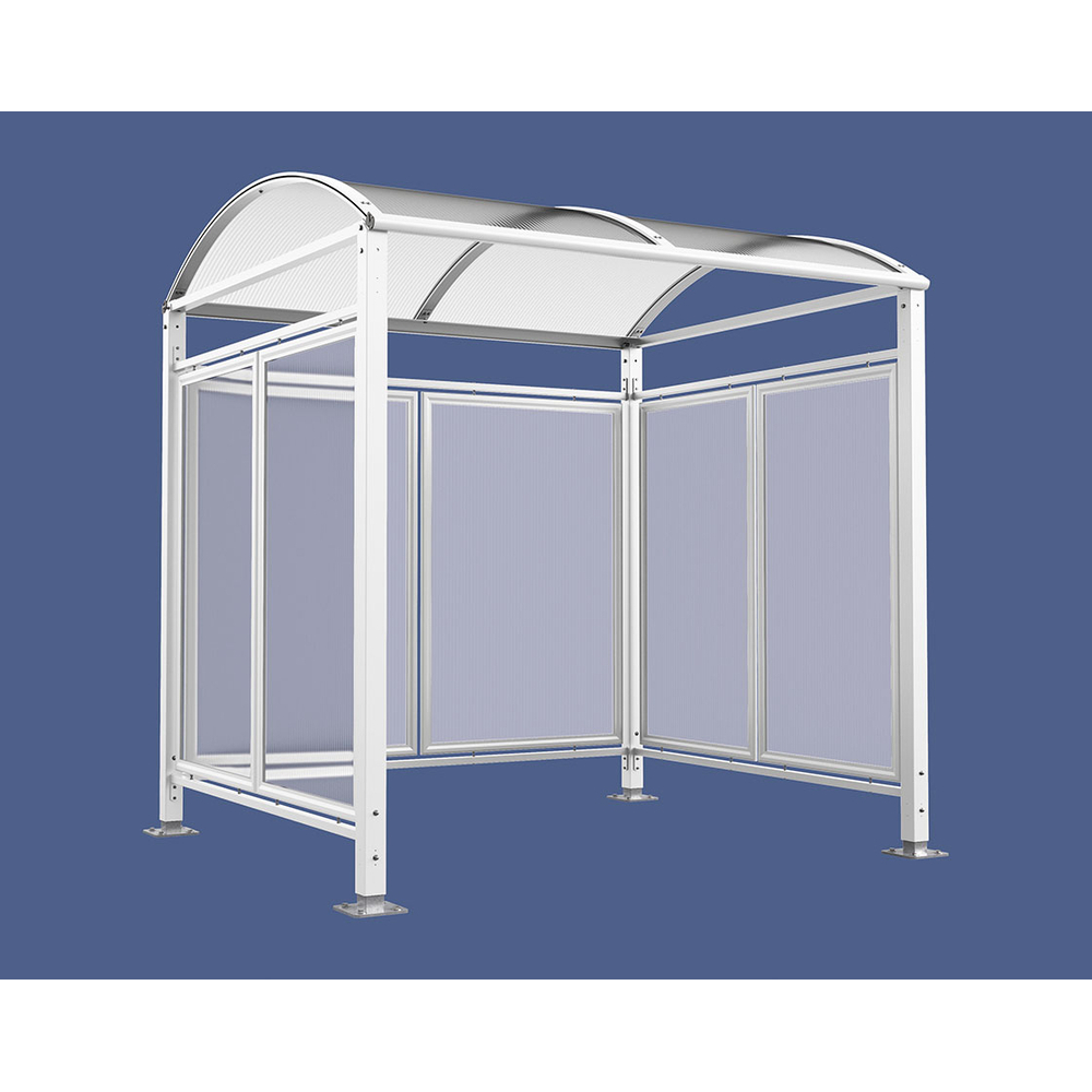 Abri vélos Voûte M bardages polycarbonate RAL9010 - Tout-en-un Abri initial + bardages latéraux et de fond - PROCITY - 529050.9010