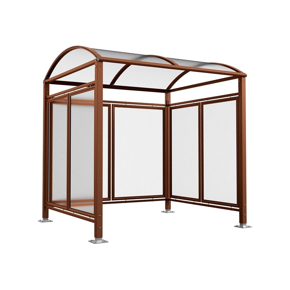 Abri vélos Voûte M bardages polycarbonate Aspect Corten - Tout-en-un Abri initial + bardages latéraux et de fond - PROCITY - 529050.S025