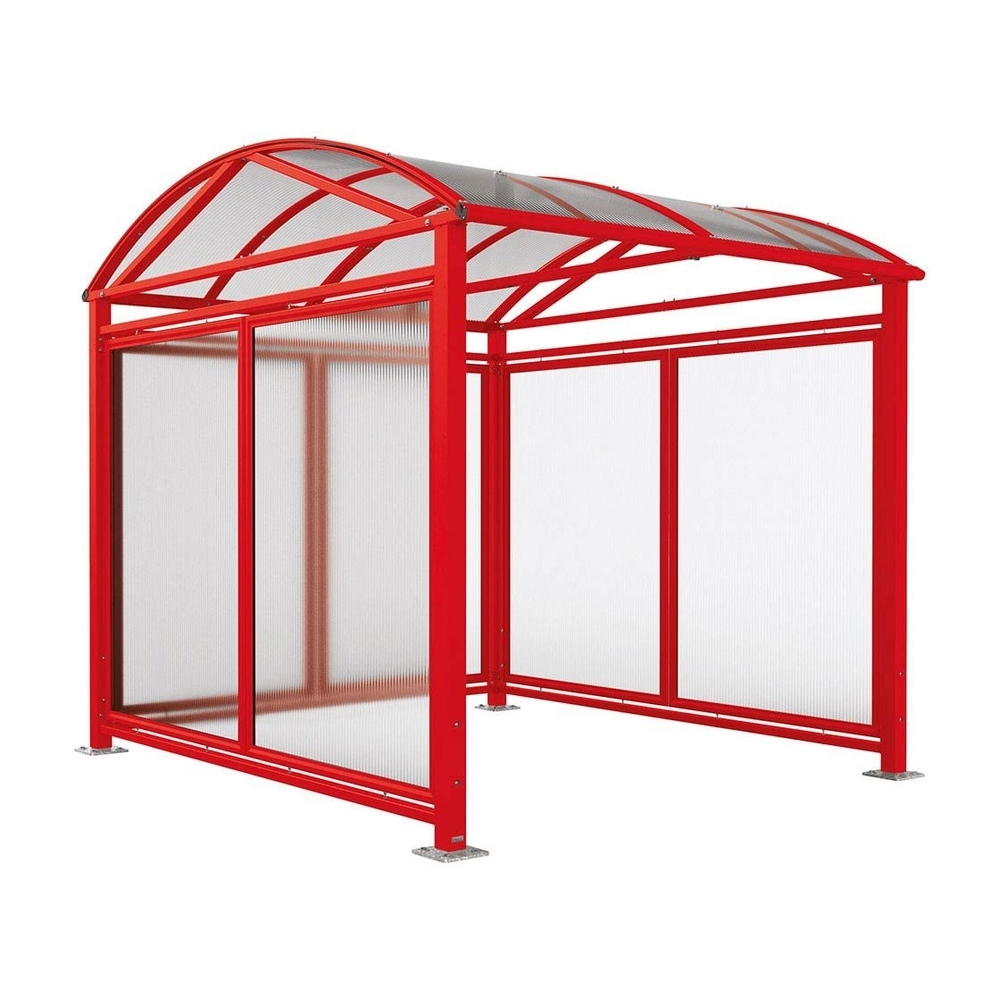 Abri vélos et motos Voûte L RAL3020 - Tout-en-un Abri initial + bardages latéraux et de fond - PROCITY - 529082.3020