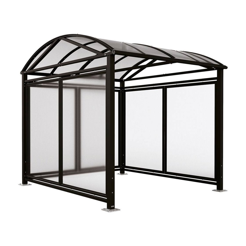 Abri vélos et motos Voûte L RAL9005 - Tout-en-un Abri initial + bardages latéraux et de fond - PROCITY - 529082.9005