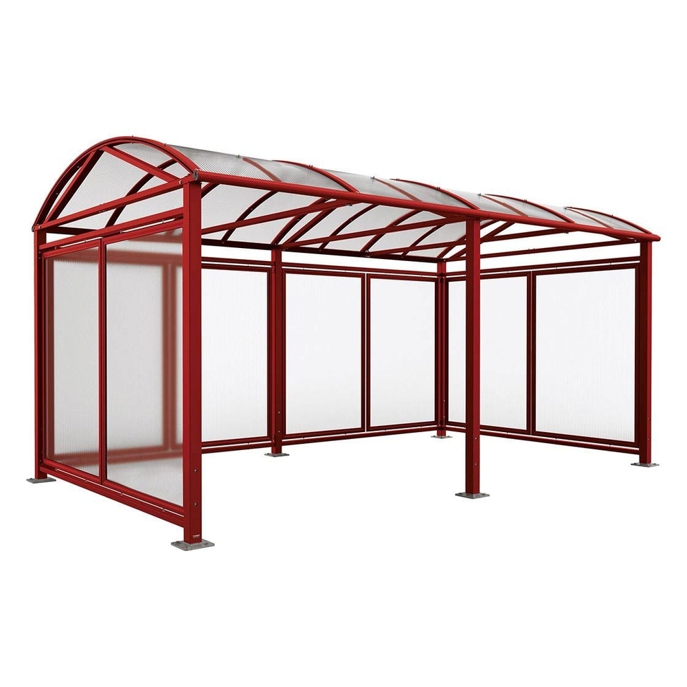 Abri vélos et motos Voûte L RAL3004 - Tout-en-un Abri initial + 1 extension + bardages latéraux et de fond - PROCITY - 529083.3004