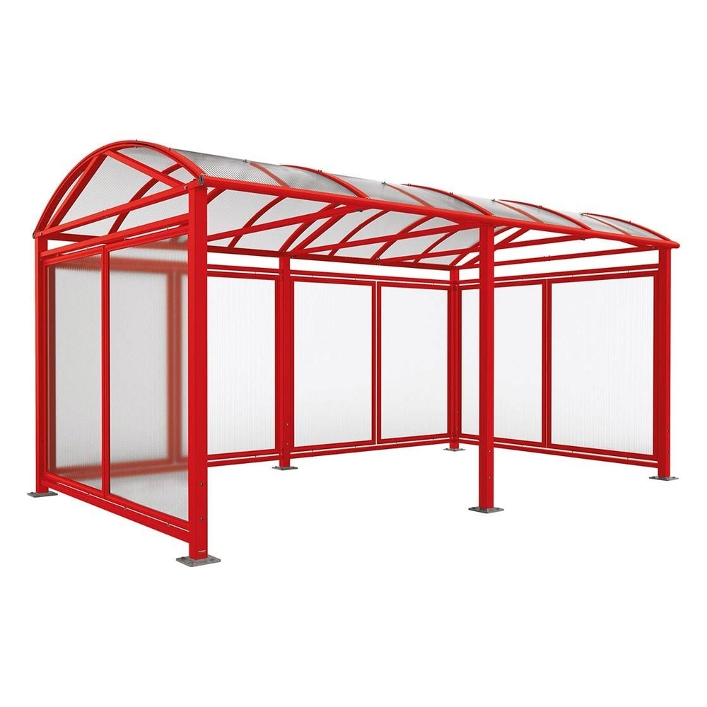 Abri vélos et motos Voûte L RAL3020 - Tout-en-un Abri initial + 1 extension + bardages latéraux et de fond - PROCITY - 529083.3020