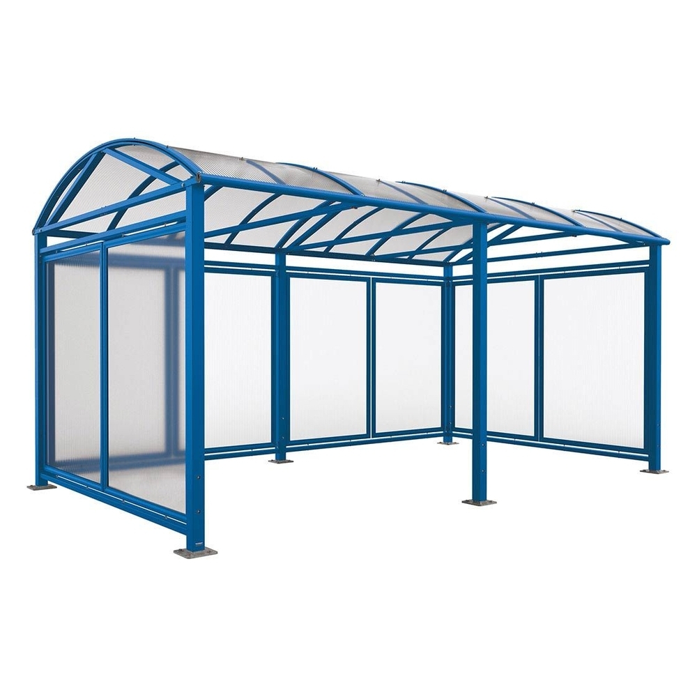 Abri vélos et motos Voûte L RAL5010 - Tout-en-un Abri initial + 1 extension + bardages latéraux et de fond - PROCITY - 529083.5010