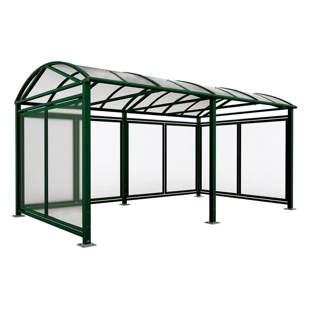 Abri vélos et motos Voûte L RAL6005 - Tout-en-un Abri initial + 1 extension + bardages latéraux et de fond - PROCITY - 529083.6005