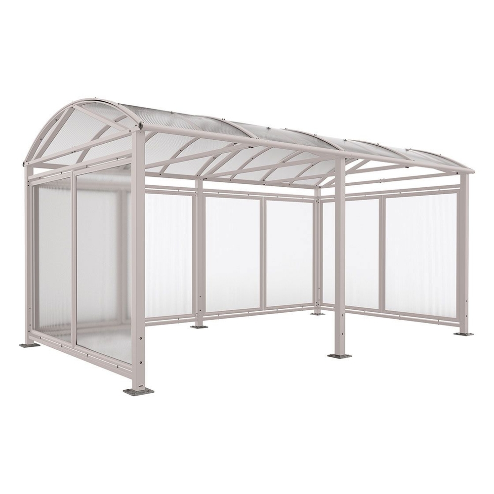 Abri vélos et motos Voûte L RAL7044 - Tout-en-un Abri initial + 1 extension + bardages latéraux et de fond - PROCITY - 529083.7044