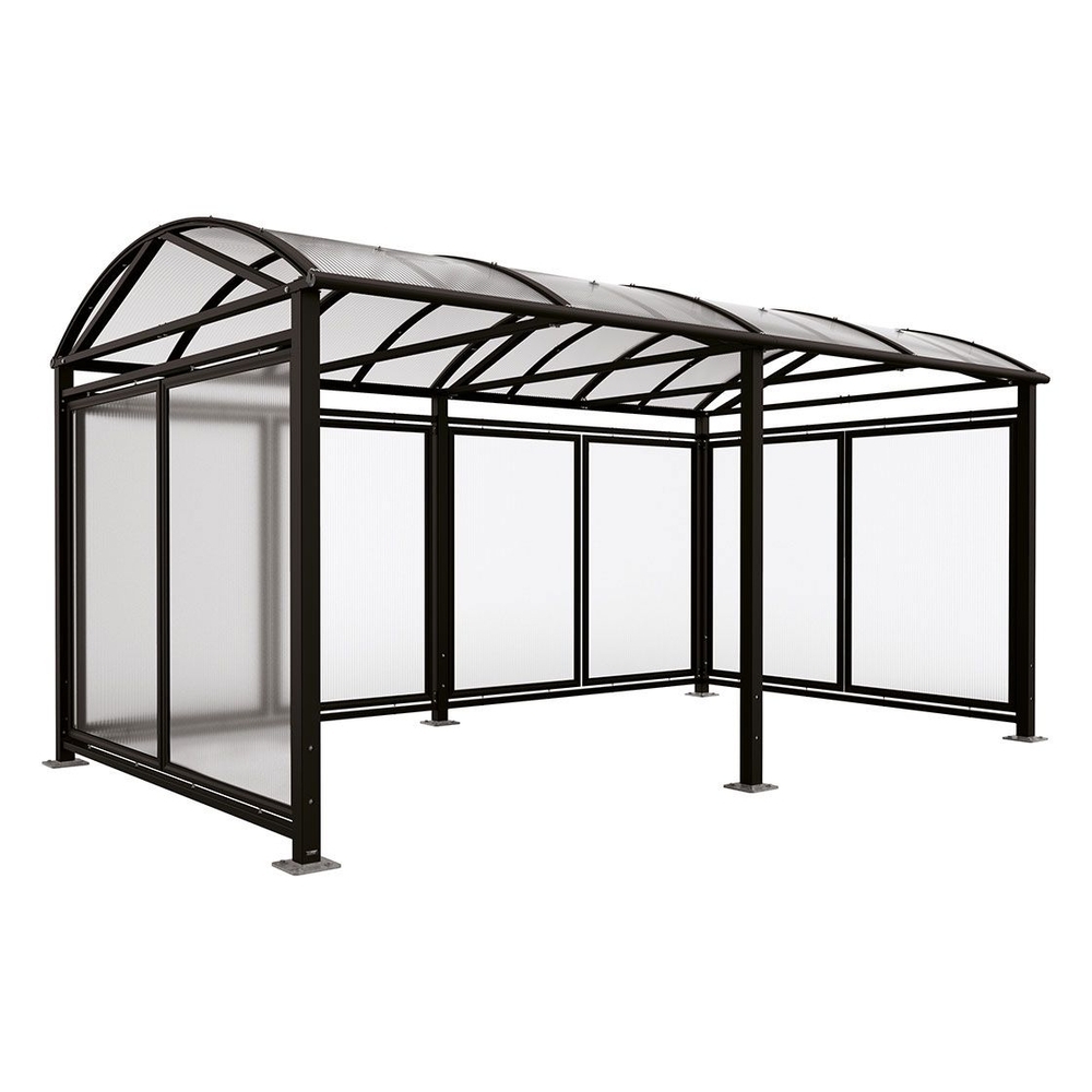 Abri vélos et motos Voûte L RAL9005 - Tout-en-un Abri initial + 1 extension + bardages latéraux et de fond - PROCITY - 529083.9005