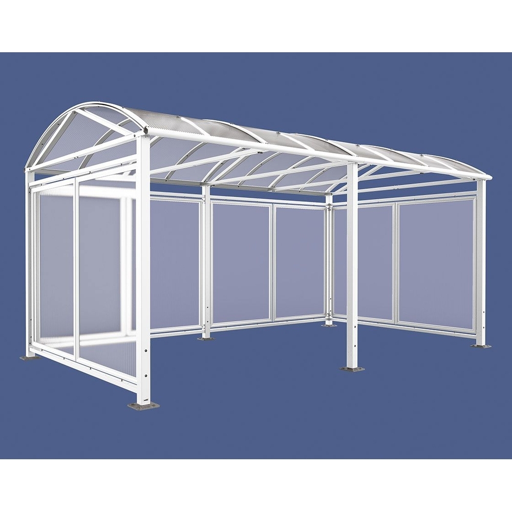 Abri vélos et motos Voûte L RAL9010 - Tout-en-un Abri initial + 1 extension + bardages latéraux et de fond - PROCITY - 529083.9010