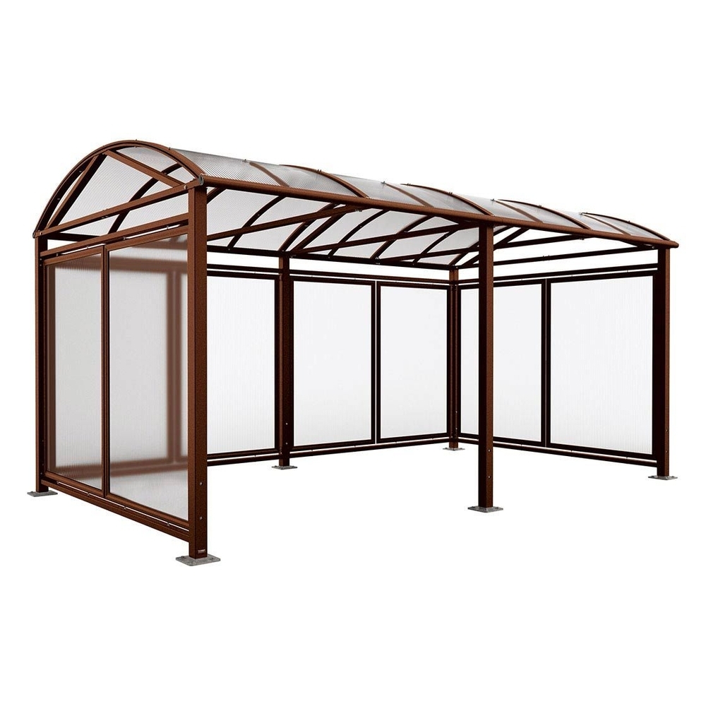 Abri vélos et motos Voûte L Aspect Corten - Tout-en-un Abri initial + 1 extension + bardages latéraux et de fond - PROCITY - 529083.S025