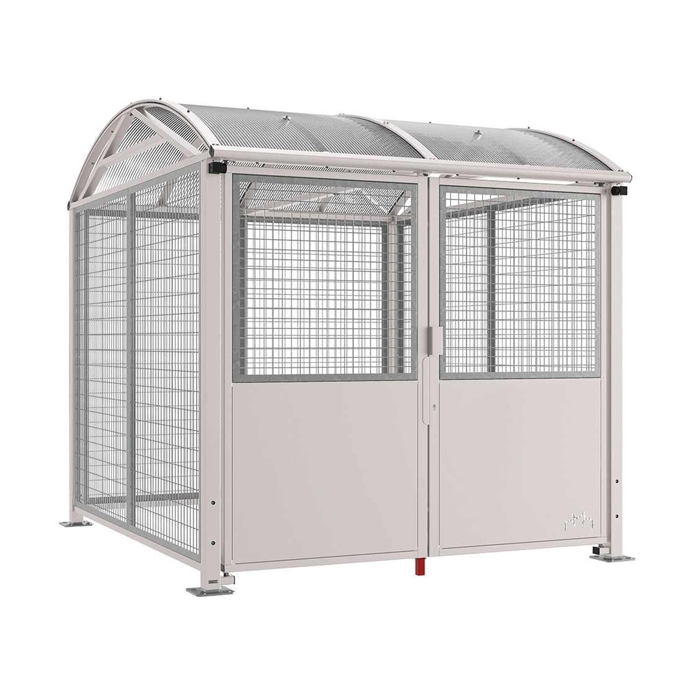 Abri vélos et motos Voûte sécurisé L RAL7044 - Initial bardages et porte - Grillage en galva - Clé européenne - PROCITY - 529090.7044