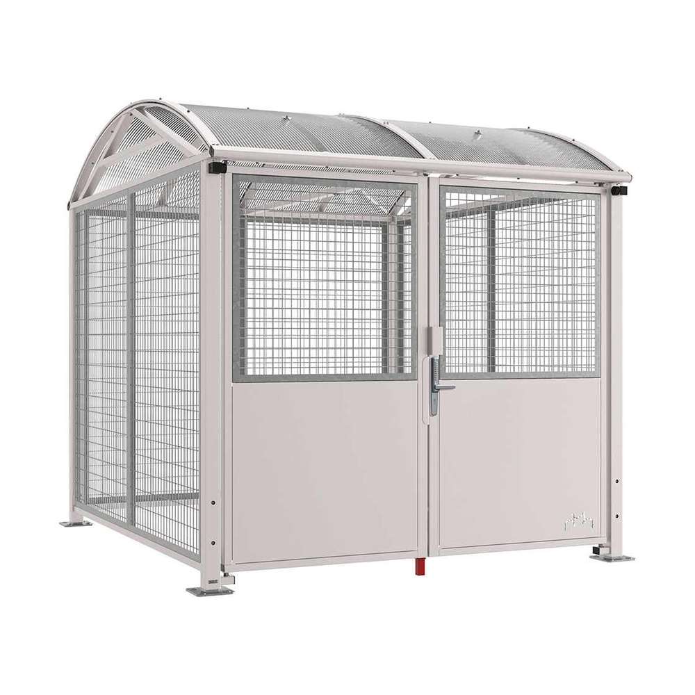 Abri vélos et motos Voûte sécurisé L RAL7044 - Initial bardages et porte - Grillage en galva - Digicode - PROCITY - 529090D.7044