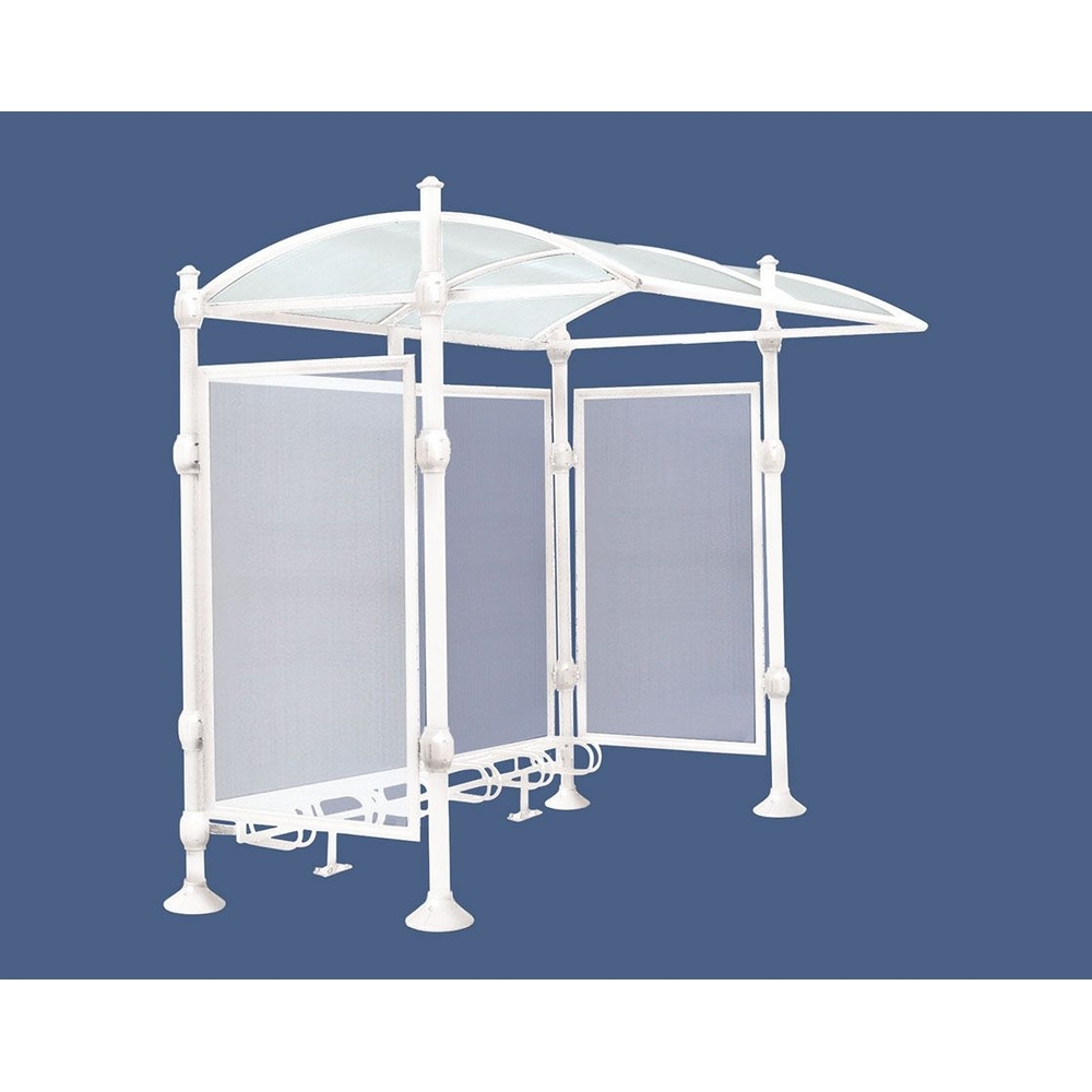 Abri vélos Province Agora RAL9010 - Tout-en-un Abri initial + range vélos + bardages latéraux et de fond + colliers - PROCITY - 529161.9010