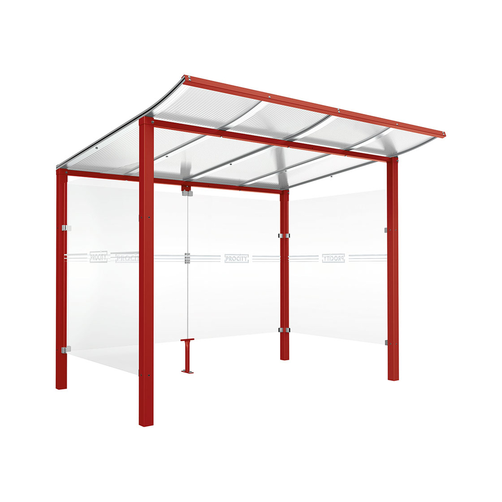 Abri vélos Modulo bardages en verre RAL3004 - Initial + bardage de fond et latéraux - Scellement direct - Prof 2000mm - PROCITY - 529170.3004