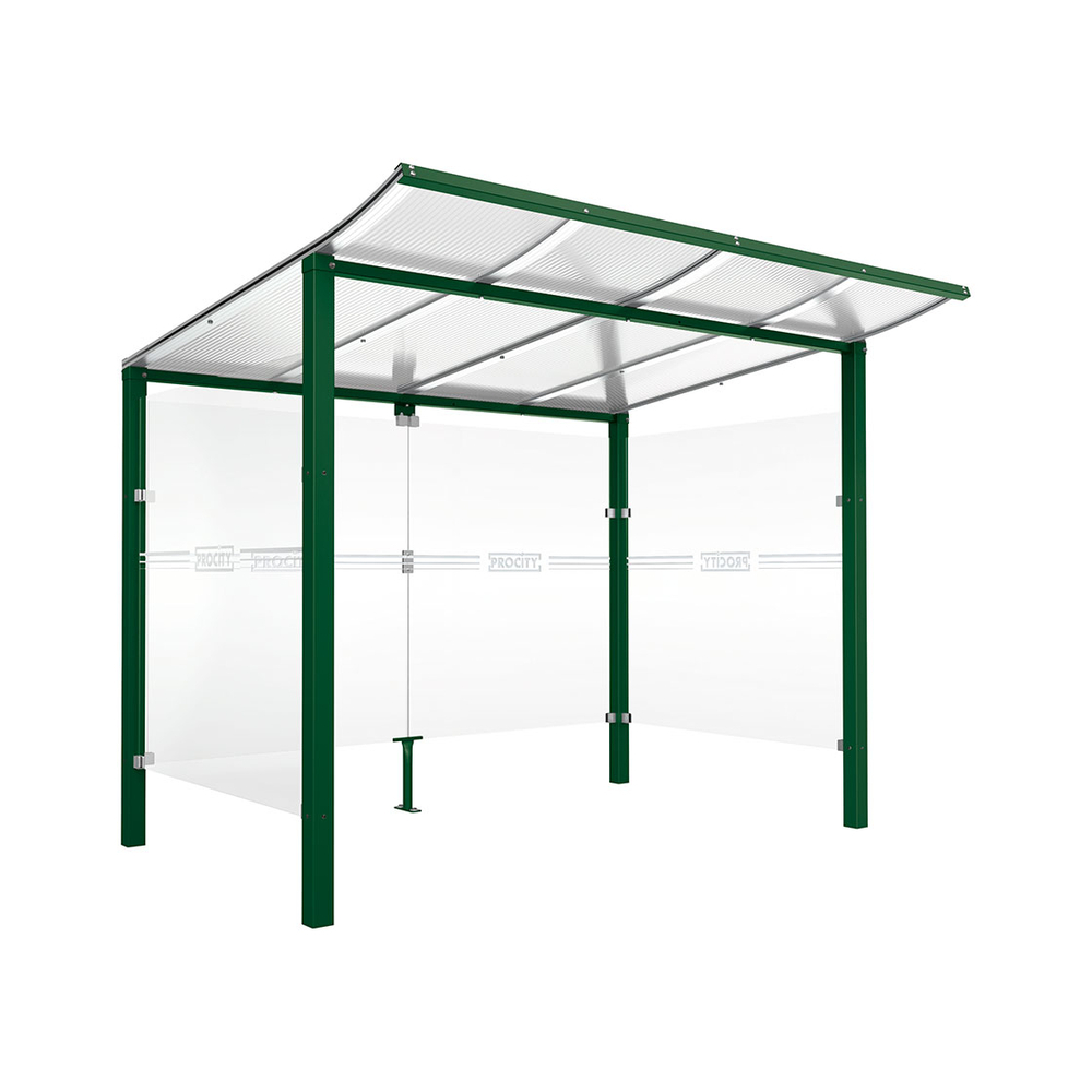 Abri vélos Modulo bardages en verre RAL6005 - Initial + bardage de fond et latéraux - Scellement direct - Prof 2000mm - PROCITY - 529170.6005