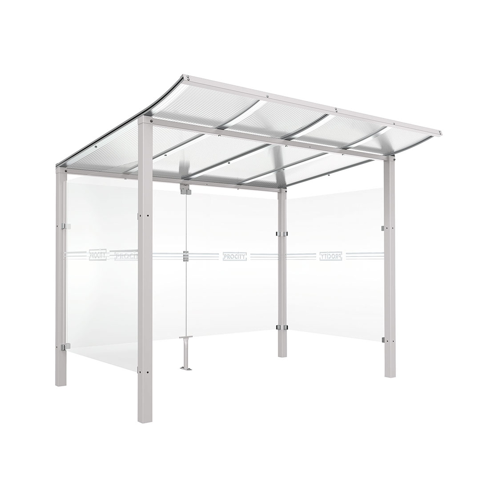 Abri vélos Modulo bardages en verre RAL7044 - Initial + bardage de fond et latéraux - Scellement direct - Prof 2000mm - PROCITY - 529170.7044