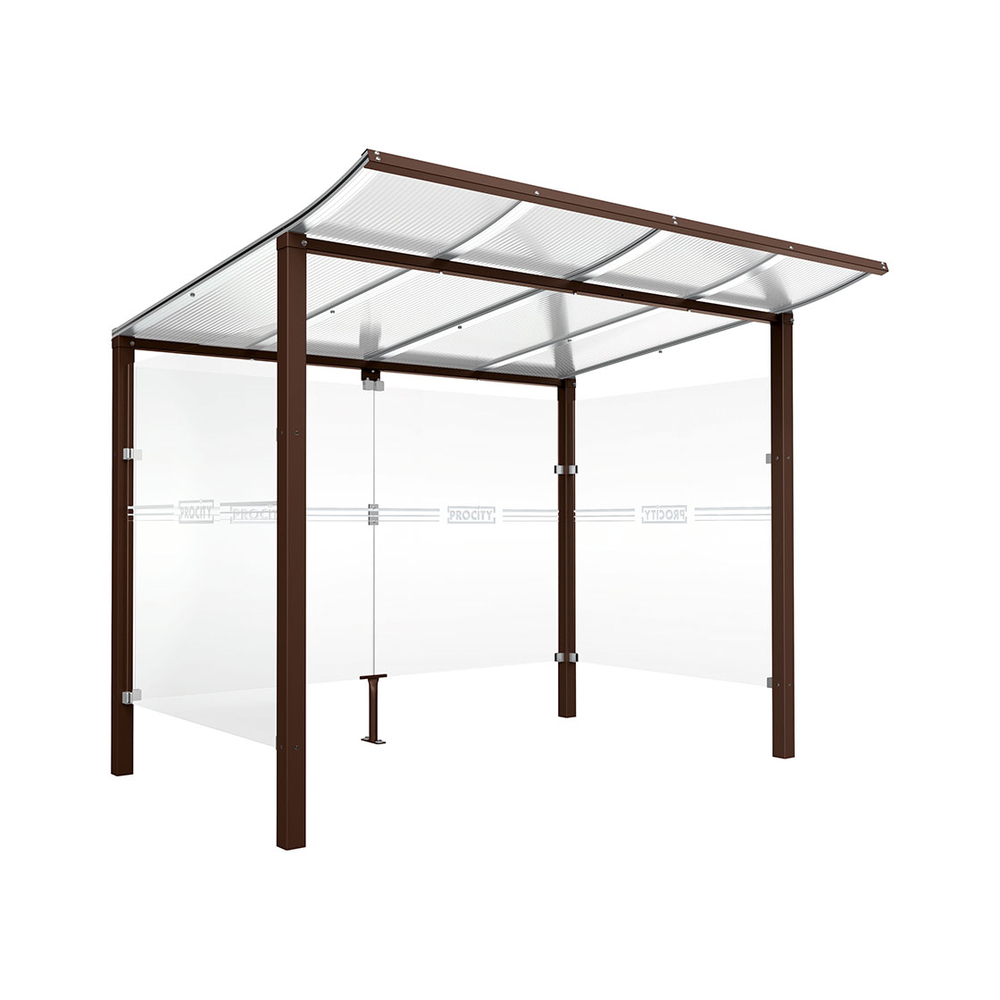 Abri vélos Modulo bardages en verre RAL8017 - Initial + bardage de fond et latéraux - Scellement direct - Prof 2000mm - PROCITY - 529170.8017