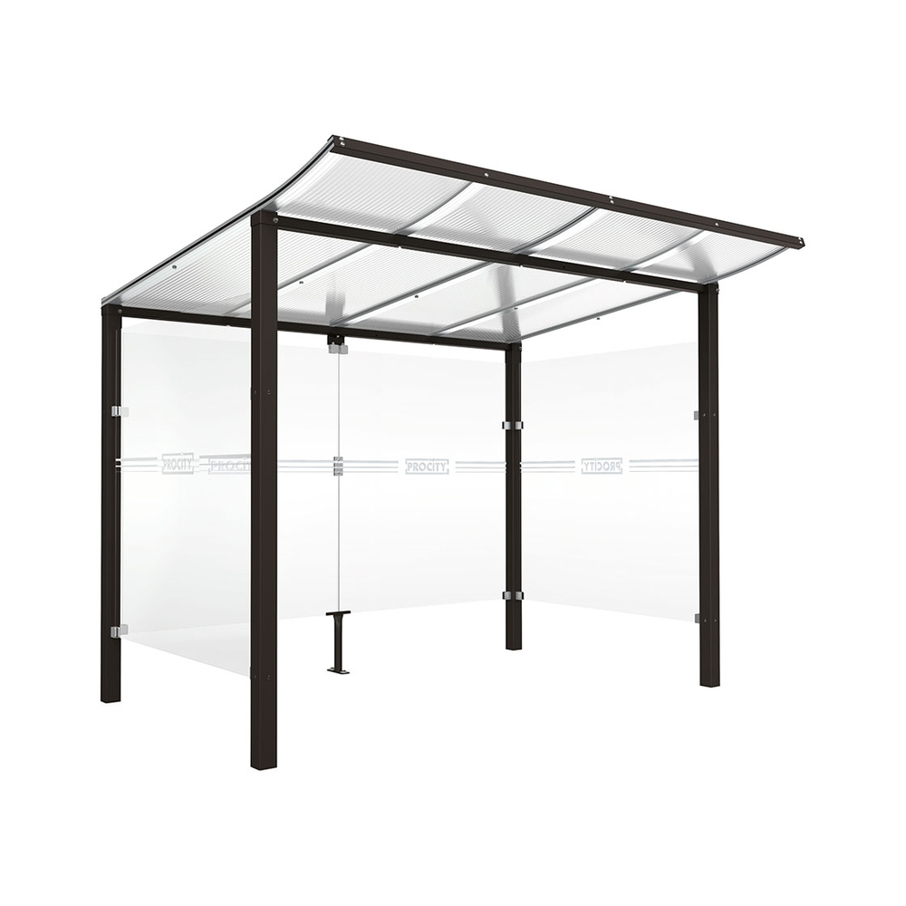 Abri vélos Modulo bardages en verre RAL9005 - Initial + bardage de fond et latéraux - Scellement direct - Prof 2000mm - PROCITY - 529170.9005