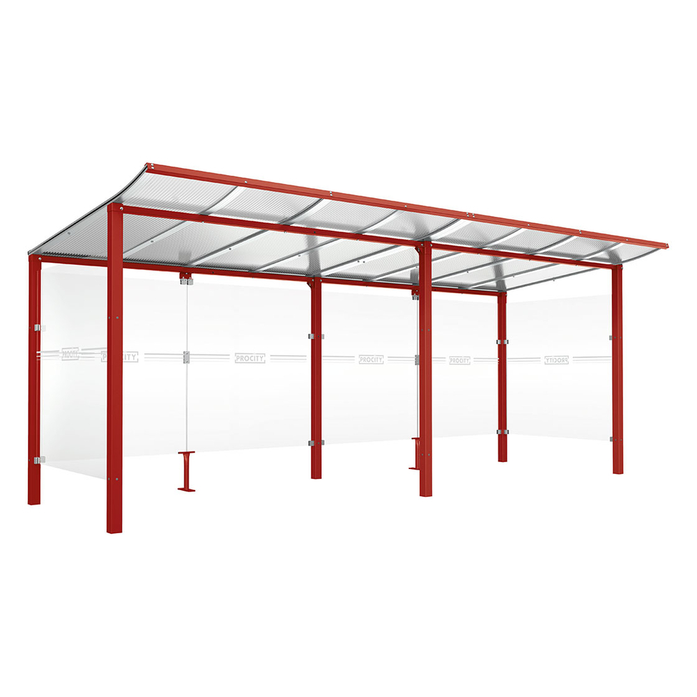 Abri vélos Modulo bardages en verre RAL3004 - initial + compl + bardages de fond et latéraux - Scellement direct - Prof 2000mm - PROCITY - 529171.3004
