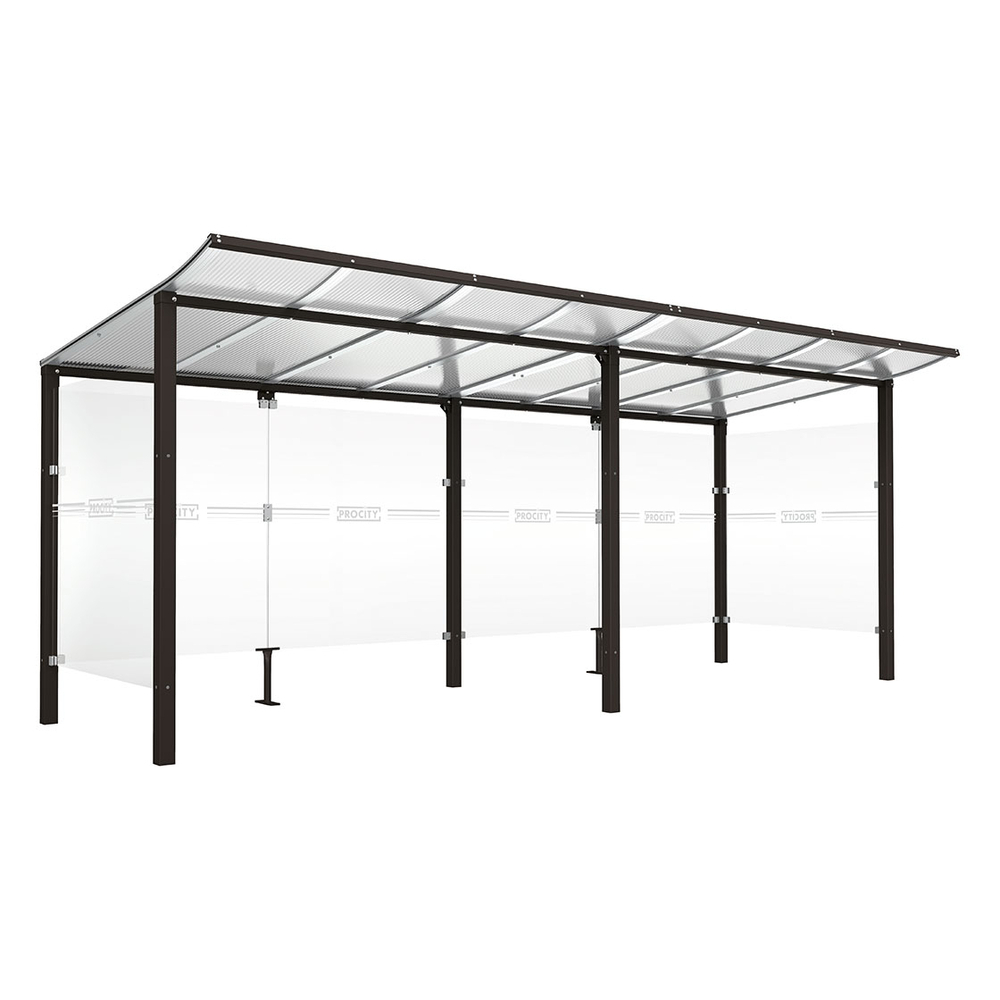 Abri vélos Modulo bardages en verre RAL9005 - initial + compl + bardages de fond et latéraux - Scellement direct - Prof 2000mm - PROCITY - 529171.9005