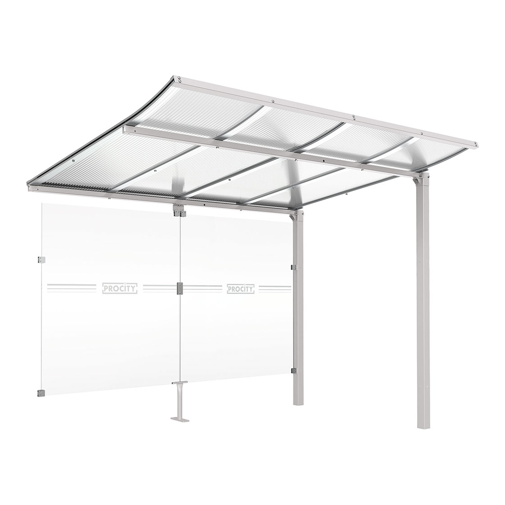 Abri vélos Modulo bardages en verre RAL7044 - compl + bardage de fond - Scellement direct - Prof 2000mm - PROCITY - 529172.7044