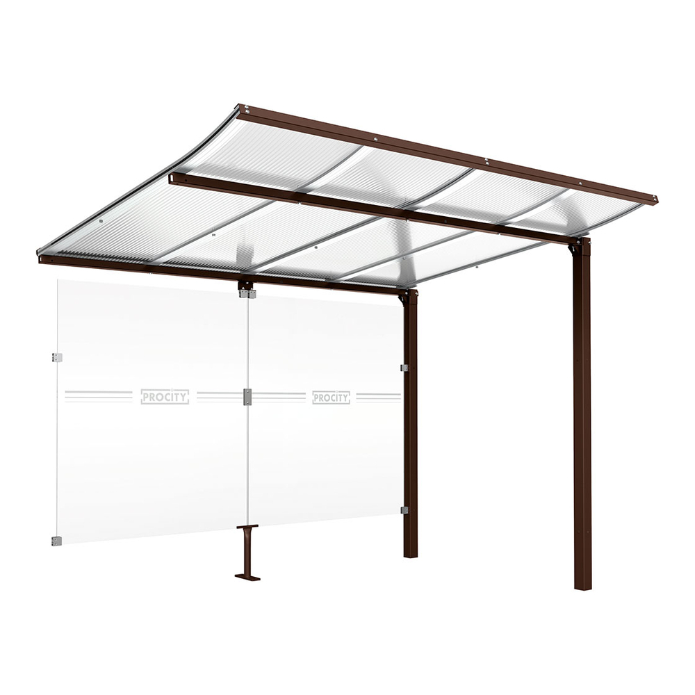 Abri vélos Modulo bardages en verre RAL8017 - compl + bardage de fond - Scellement direct - Prof 2000mm - PROCITY - 529172.8017