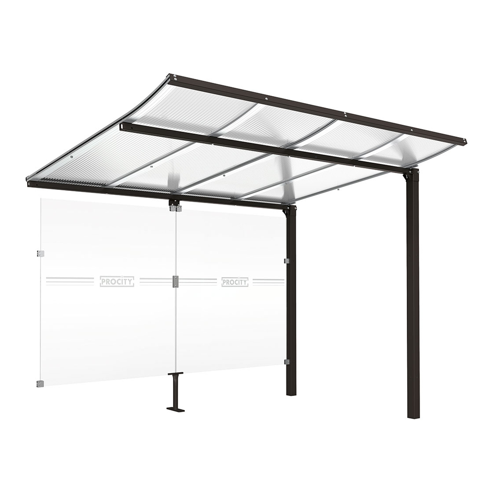 Abri vélos Modulo bardages en verre RAL9005 - compl + bardage de fond - Scellement direct - Prof 2000mm - PROCITY - 529172.9005