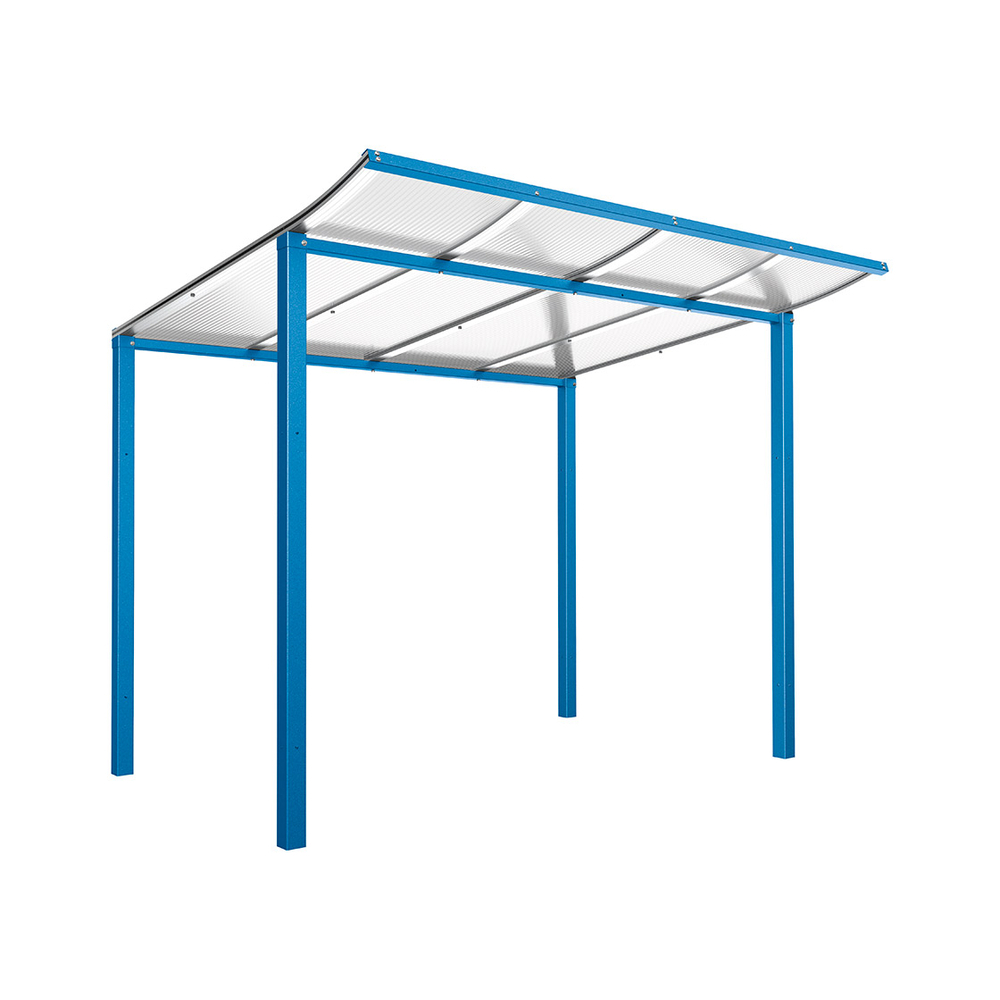 Abri vélos Modulo bardages en verre RAL5010 - Sans bardage - Scellement direct - Prof 2000mm - PROCITY - 529173.5010
